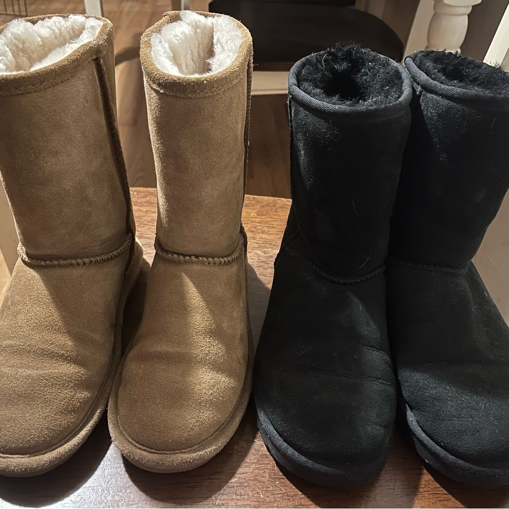 Bundle Womens size 7 Black Uggs and a size 7 chestnut Bear Paws